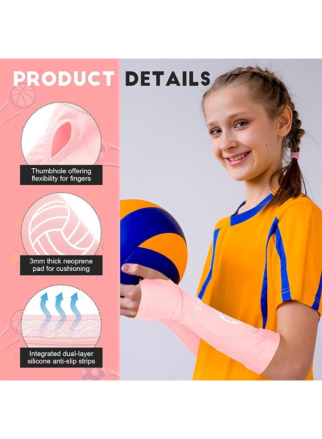 Lemon 2 Pieces Volleyball Accessories, Including Volleyball Knee Pads and Arm Sleeves, with Protection Pads and Thumb Hole for Women Girls Teens Training - Image 2