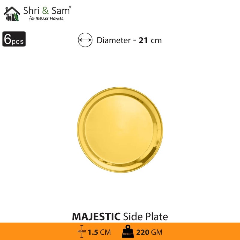 Shri & Sam طبق جانبي من الفولاذ المقاوم للصدأ باللون الذهبي مع طلاء PVD، مهيب، 6 قطع - Image 2