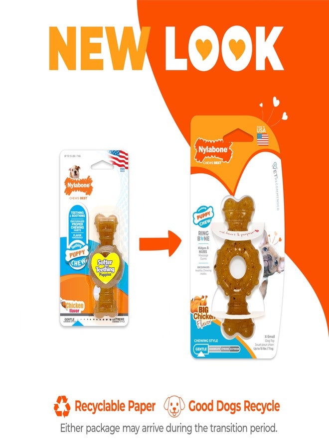 Nylabone Ring Bone Chew Toy for Puppies, Puppy Teething Toys, Puppy Enrichment Toys, Chicken Flavor, X-Small Dogs - Up to 15 lbs, 1 Count - Image 2