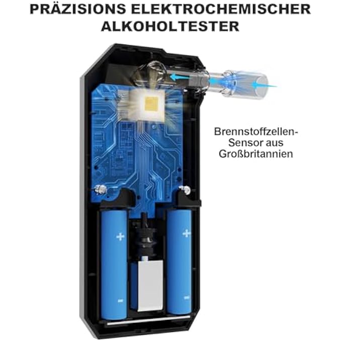 rayihni Electrochemical Alcohol Tester with 15 Nozzles and Carry Bag, British Fuel Cell Sensor, Professional Breathing Alcohol Meter, LCD Digital Tester, Pack of 50 - Image 3