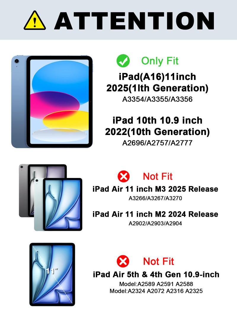 Case for iPad (A16) 11th 11 inch 2025 Gen iPad 11 Case/Case for iPad 10th Generation 10.9 Inch 2022 Built-in Pencil Holder Flexible Back Cover,Trifold Stand, Auto Sleep Wake Rebound Series for iPad 2022 Model A2696 A2757 A2777 10th Gen 10.9 Inch/iPad 11th Gen 11" 2025 A3354, A3355, A3356 - Image 2