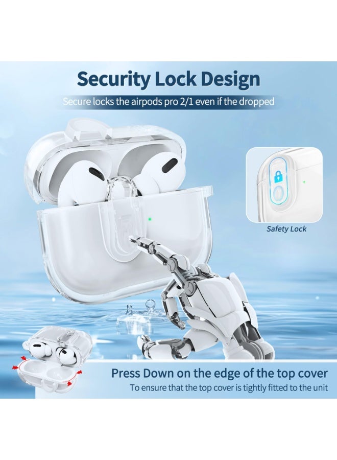 دكينج مناسب لسماعات AirPods Pro 3 مع غطاء واقٍ قابل للقفل، غطاء شفاف من TPU/PC لسماعات AirPods Pro 3 مع مجموعة تنظيف وسلسلة مفاتيح. شفاف - Image 3