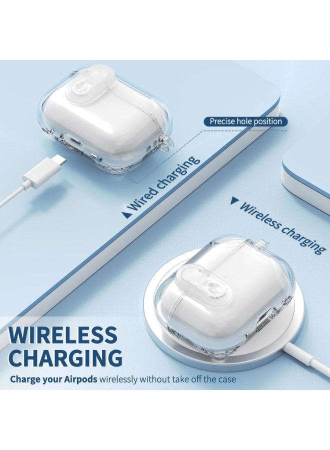 دكينج مناسب لسماعات AirPods Pro 3 مع غطاء واقٍ قابل للقفل، غطاء شفاف من TPU/PC لسماعات AirPods Pro 3 مع مجموعة تنظيف وسلسلة مفاتيح. شفاف - Image 4