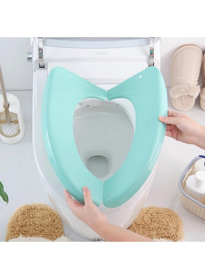 HEALLILY Folding Toilet Pad for Home Travel Potty Seat Washable Folding Safe Pad Training Toilet Seat Cover Cushion for and Kids (Green) - Image 2