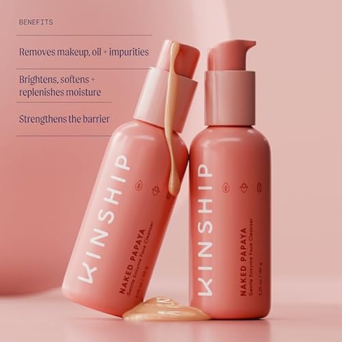 Kinship Naked Papaya Hydrating Gentle Cleanser | Natural Cream Face Wash | Vitamin E, Jojoba Oil Facial Cleanser | Makeup Remover | Sensitive Skin Care (5.25 Oz) - Image 2