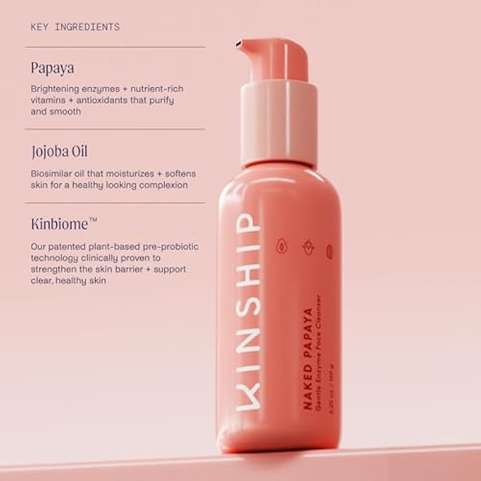 Kinship Naked Papaya Hydrating Gentle Cleanser | Natural Cream Face Wash | Vitamin E, Jojoba Oil Facial Cleanser | Makeup Remover | Sensitive Skin Care (5.25 Oz) - Image 3