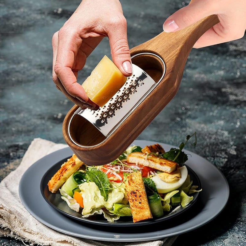 YelaJoy Box Cheese Grinder Grater with Wood Handle, Stainless Steel Cutter Kitchen Gadgets, Shredder Zester Grater for Lemon, Potato, Chocolate, Home, Restaurant, Camping Picnic - Image 2