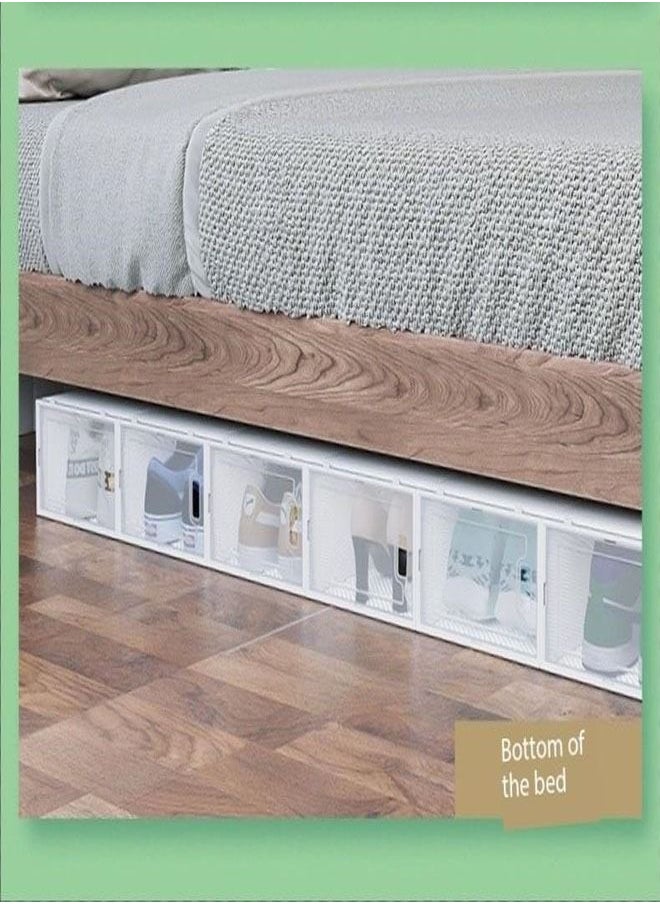 C&C Home 24 قطعة من رفوف تخزين الأحذية المنزلية القابلة للتكديس بتصميم جديد مقاس 33.5 × 90 × 84 سنتيمتر  - Image 4