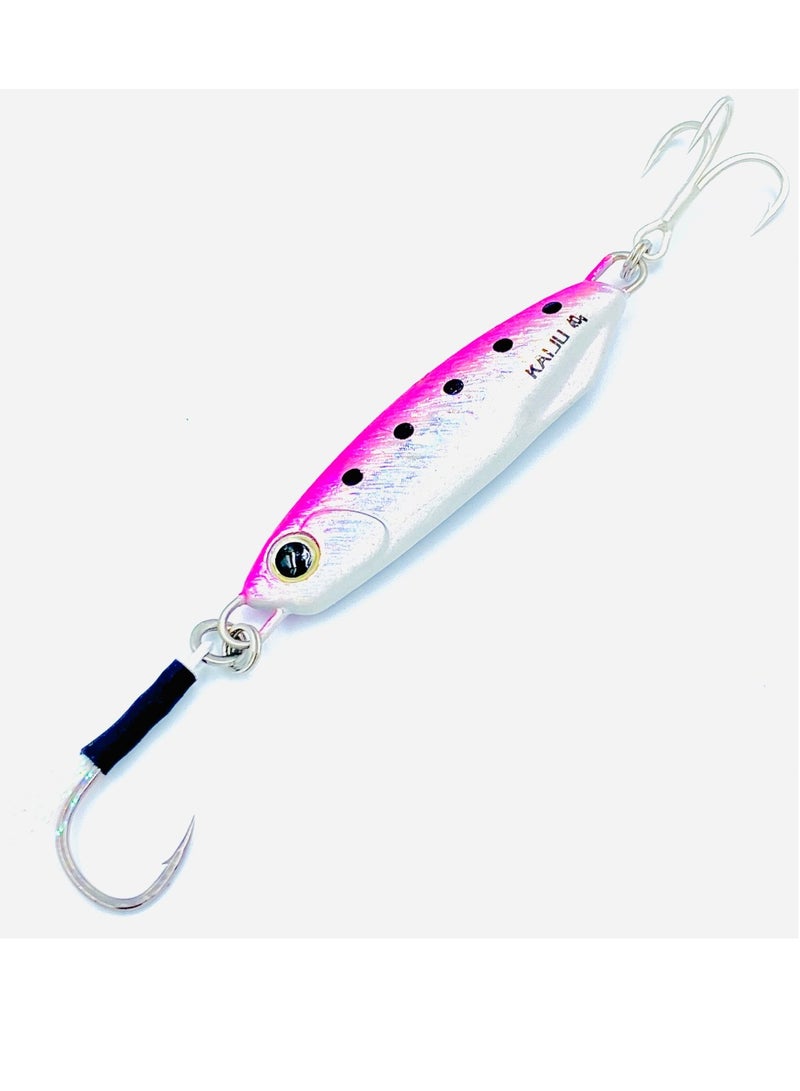 oakura Kaiju Silver Pink Jig - 30G Weights, Extra Sharp Bkk Hook, 10 Mesmerizing Colors - Lightweight Gear For Epic Fishing Adventures - Image 1