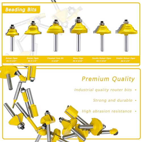 LU&MN Carbide Tipped Router Bit Set ( 35 PCS) with 1/4" Shank Wood Milling Saw Cutter, Multi-Purpose (Woodworking Tools for Home Improvement and DIY) - Image 5