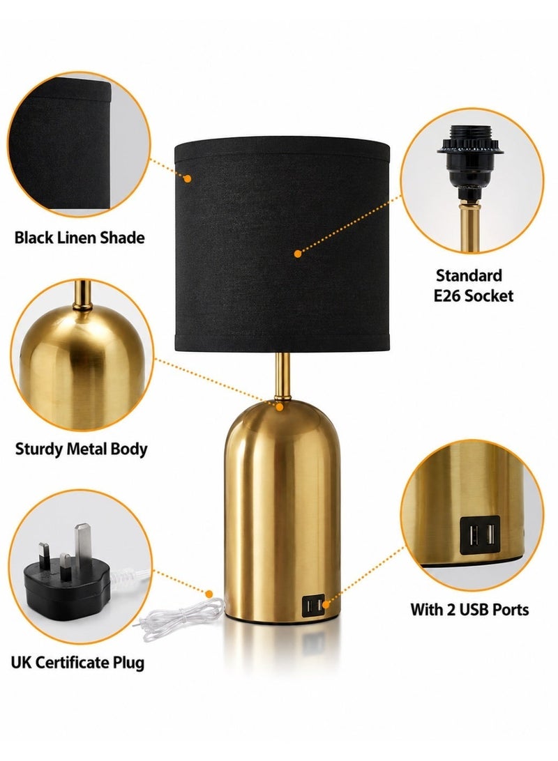 Aurrako 2 Lampshade for Bedside Table,Modern Night Lights for Bedroom, Living Room, Study Room, Office(Black) - Image 3