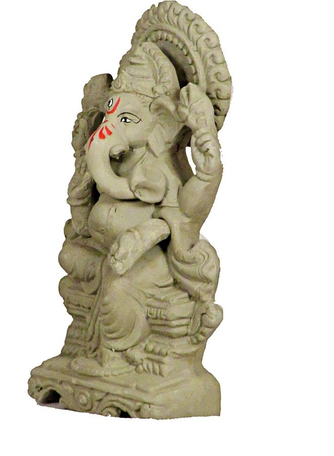 Suninow 100% Eco Friendly Clay Ganesh Idol for Ganesh Chaturthi 7.4 inch | Water Soluble | Ganesh chaturthi Idol | Clay Ganesha Idol (gi1) - Image 2