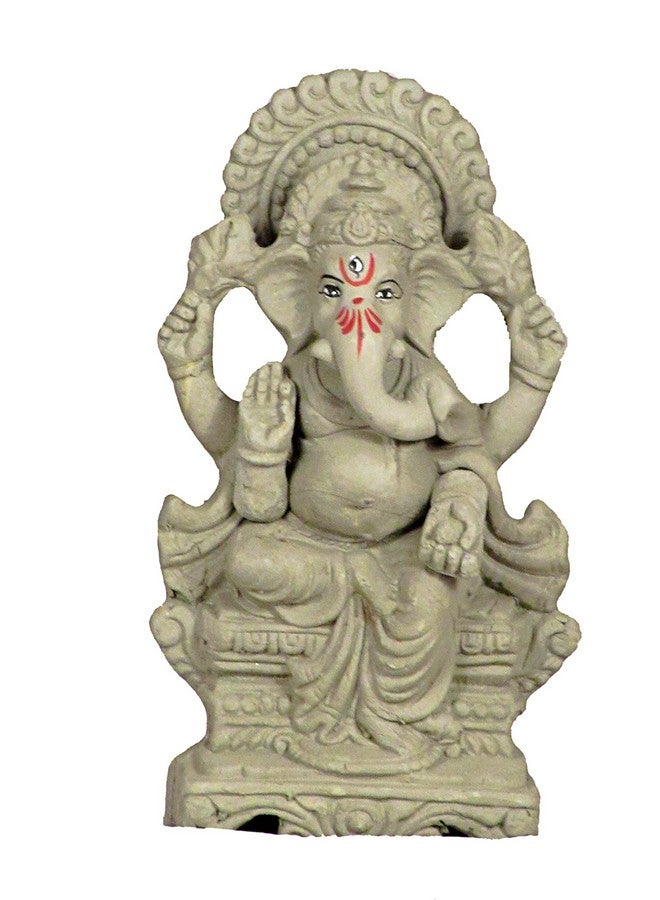Suninow 100% Eco Friendly Clay Ganesh Idol for Ganesh Chaturthi 7.4 inch | Water Soluble | Ganesh chaturthi Idol | Clay Ganesha Idol (gi1) - Image 1