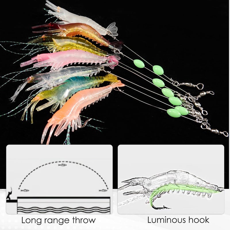 BendJoy ® 8PCS Fishing Hook Set with Luminous Bait, Fishing Lures & Bait, Includes Clamps, Connectors & Swivels, Ideal Fish Hook for Day & Night Fishing, All Fishing Accessories - Image 4