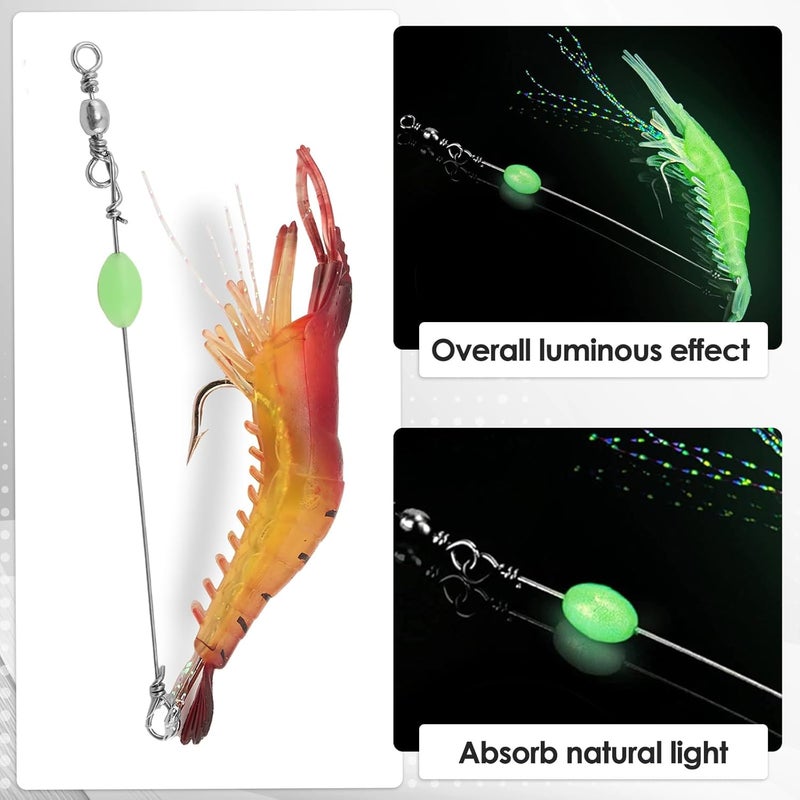 BendJoy ® 8PCS Fishing Hook Set with Luminous Bait, Fishing Lures & Bait, Includes Clamps, Connectors & Swivels, Ideal Fish Hook for Day & Night Fishing, All Fishing Accessories - Image 5