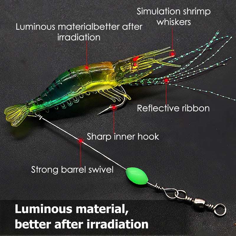 BendJoy ® 8PCS Fishing Hook Set with Luminous Bait, Fishing Lures & Bait, Includes Clamps, Connectors & Swivels, Ideal Fish Hook for Day & Night Fishing, All Fishing Accessories - Image 3