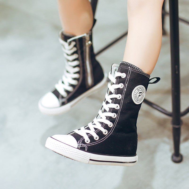 2026 Spring New Children'S Canvas Shoes High-Top Boys And Girls Shoes White Sneakers Korean Style Baby Canvas Shoes 5056 - Image 3