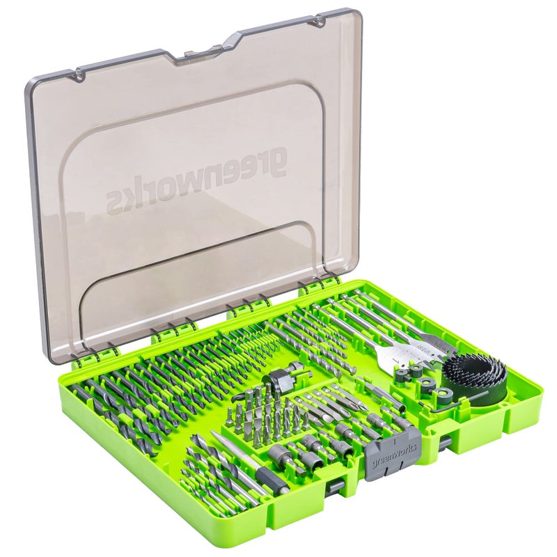 Greenworks 90 Piece Black Oxide Drilling and Driving Bit Set with Modular Case for Wood Metal Plastic and Masonry3X Longer Life135 Split PointPrecisionMilled