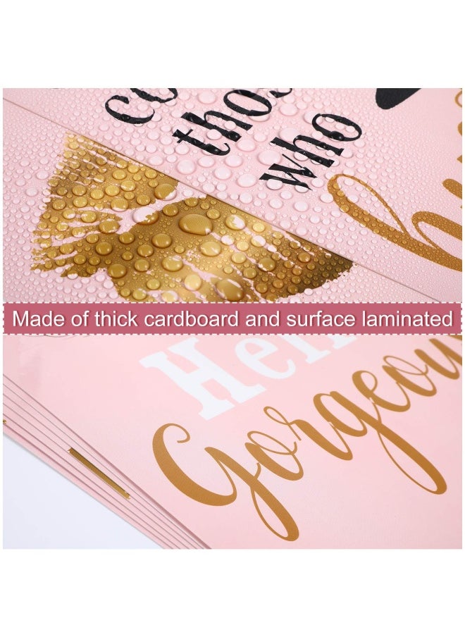 Outus Inspirational Wall Decor  9 Pieces Bedroom Decor for Women  Pink and Gold Makeup Lash Lips Wall Art Poster  Motivational Quotes Fashion Prints for Women Bathroom Home Decor  8 x 10 Inch  Unframed  - Image 3