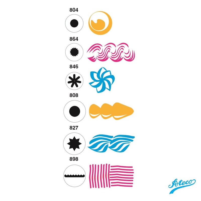 Ateco Cake, 787 6 pc Decorating Tip Set, Silver - Image 2