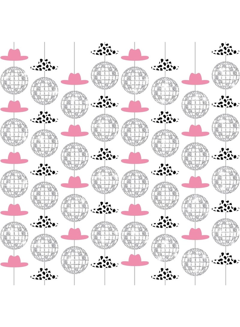 SYOSI Party Decorations, Glitter Disco Ball Garland String and Hanging Swirl Streamers Western Theme Party Supplies for Birthday Celebration Event Room Decor, 8 Pcs - Image 1