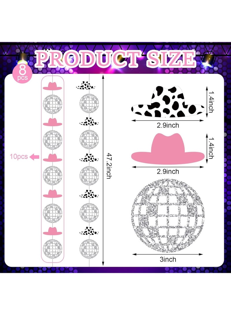 SYOSI Party Decorations, Glitter Disco Ball Garland String and Hanging Swirl Streamers Western Theme Party Supplies for Birthday Celebration Event Room Decor, 8 Pcs - Image 2