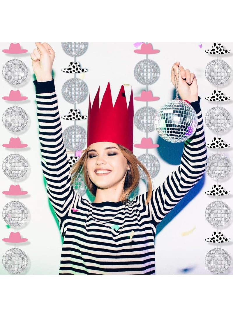 SYOSI Party Decorations, Glitter Disco Ball Garland String and Hanging Swirl Streamers Western Theme Party Supplies for Birthday Celebration Event Room Decor, 8 Pcs - Image 4