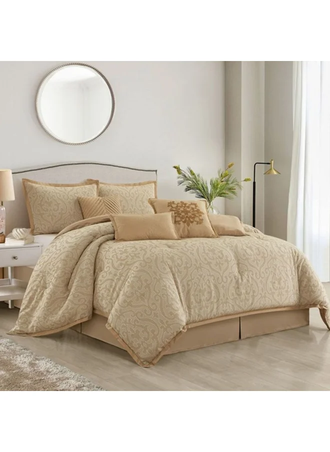 DANUBE HOME Allure Velveeta 7 -Piece Super King Comforter Set 260X260 Cm Gold