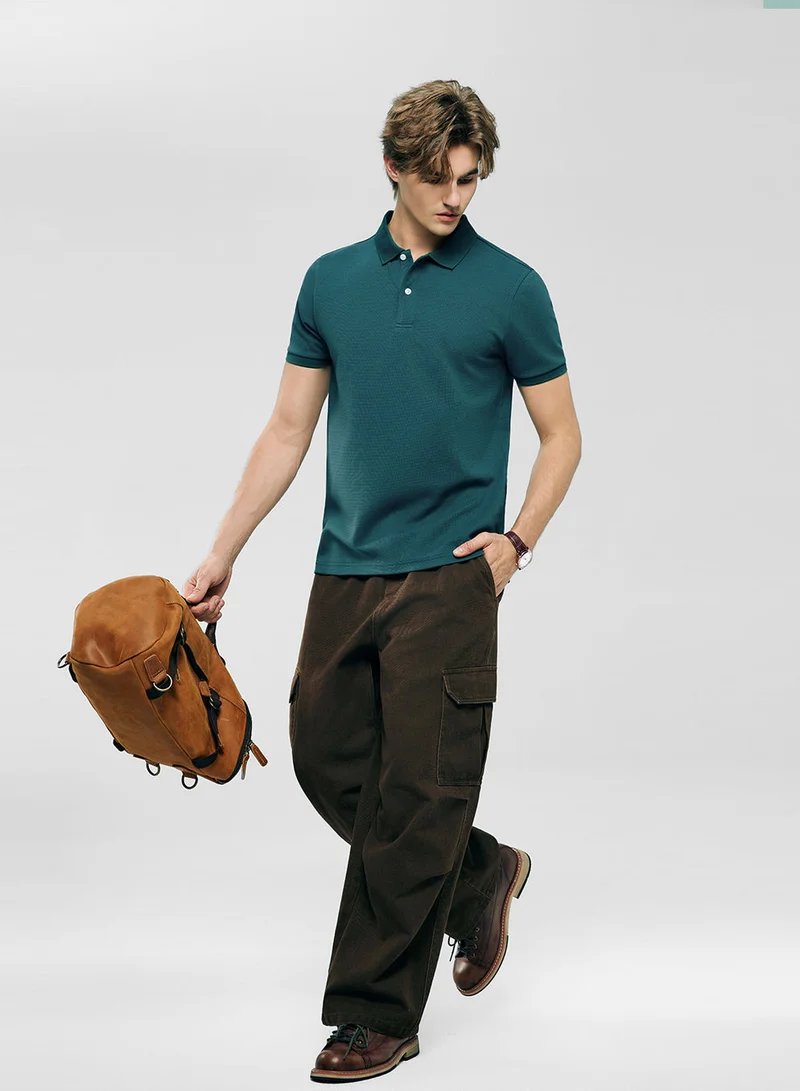 جيوردانو Men's Slim Waffle Knit Premium Polo