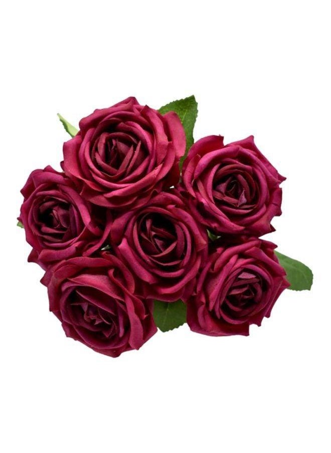 Yatai Artificial Rose Flower Bunch Red/Green 6cm  - Image 1