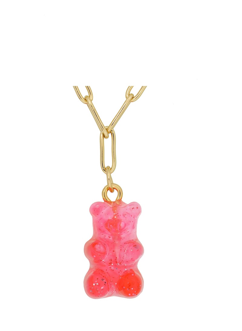Fashionbox Bella Gummy Bear Necklace Coral Pink Gold