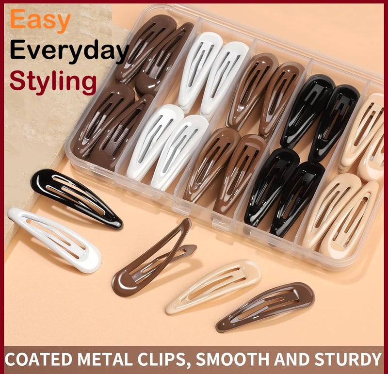 GEOCARTER Snap Hair Clips,2 Inch Hair Barrettes Hair Clips For Women, Metal Mixed Color, Hair Barrettes For Women Hair Snap Clips 5 Colors (40 Pcs with Storage box) - Image 3