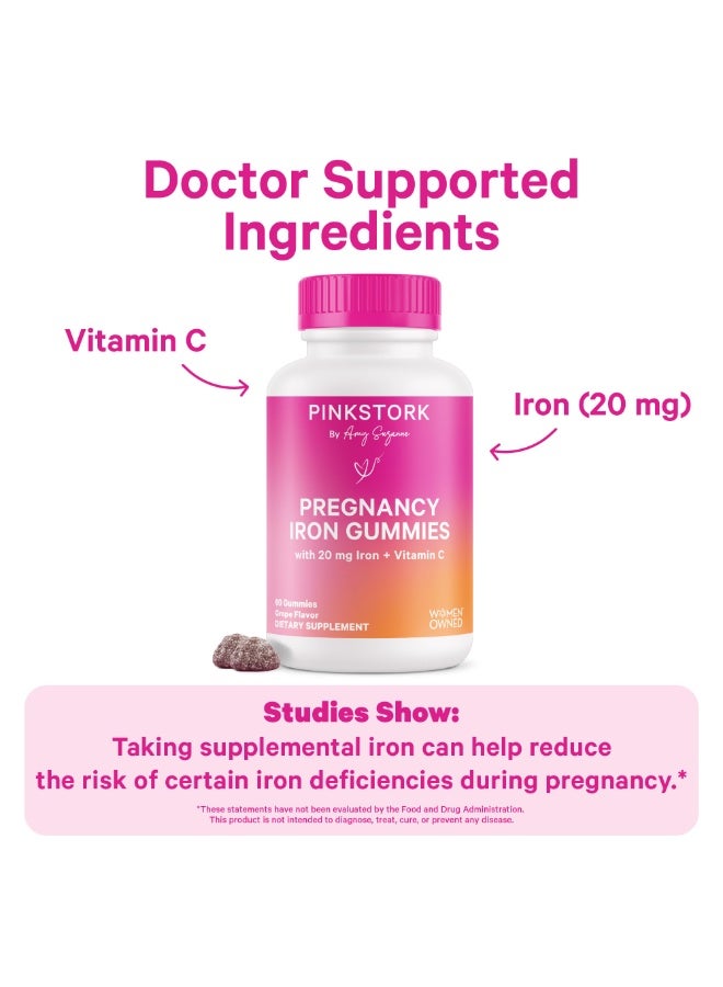 Pink Stork Pregnancy Iron Gummies with 20 mg Iron + Vitamin C, 60 Gummies, Grape Flavor, Dietary Supplement - Image 2
