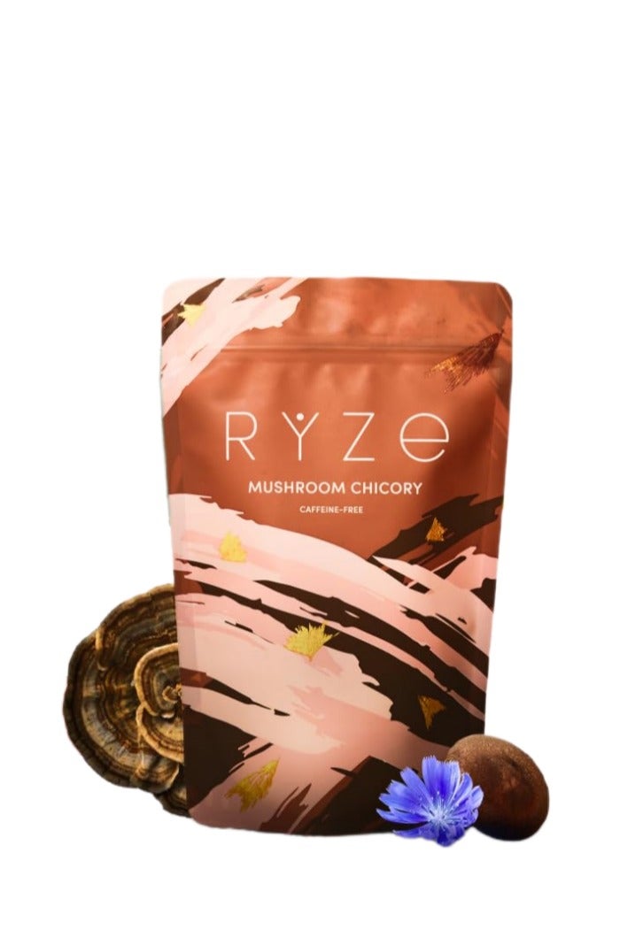 RYZE SUPERFOODS Mushroom Chicory with 6 Organic Adaptogenic Mushrooms, Keto Decaf Coffee with Chicory Root for Energy, Focus, Digestion, Immunity with Lions Mane, Turkey Tail, Shiitake - Image 1