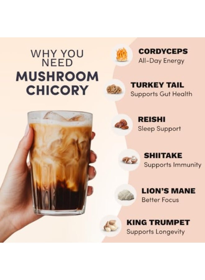 RYZE SUPERFOODS Mushroom Chicory with 6 Organic Adaptogenic Mushrooms, Keto Decaf Coffee with Chicory Root for Energy, Focus, Digestion, Immunity with Lions Mane, Turkey Tail, Shiitake - Image 3