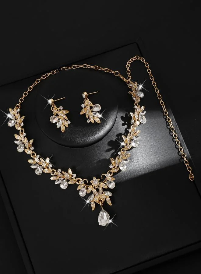Take Two 2-Piece Embellished Rhinestone Drop Necklace and Earrings Jewelry Set