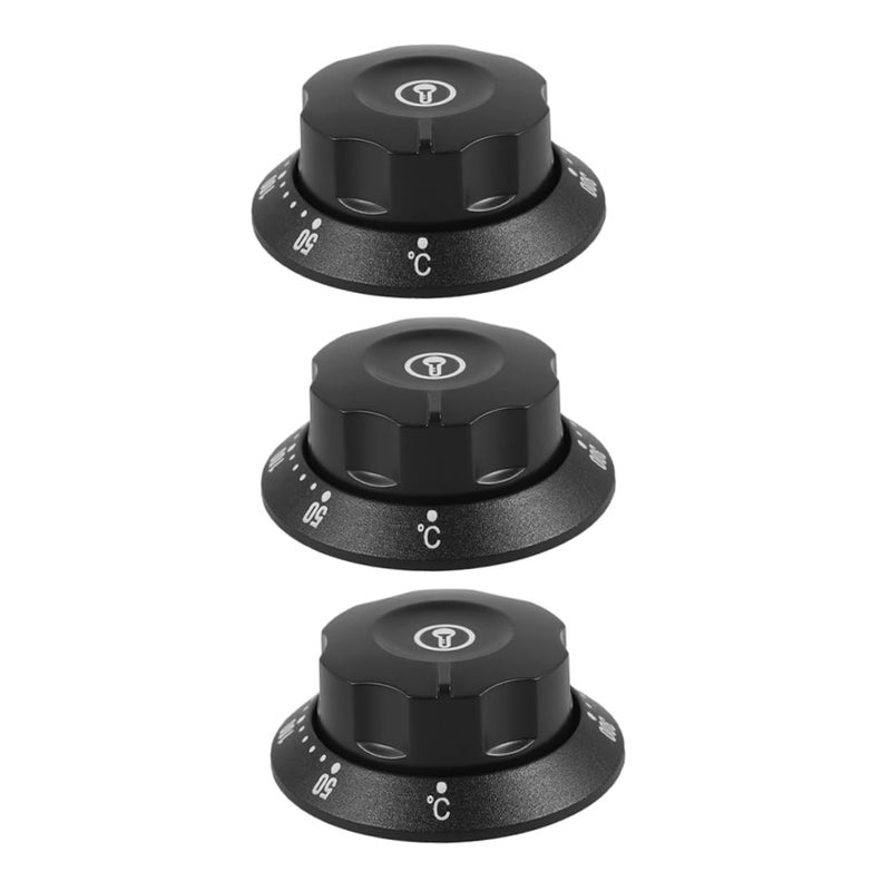 3pcs Oven Stove Knob Cover Replacement Thermostat Dial Temperature Gauge Black - Image 2