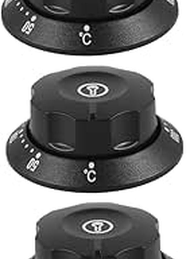 3pcs Oven Stove Knob Cover Replacement Thermostat Dial Temperature Gauge Black - Image 1