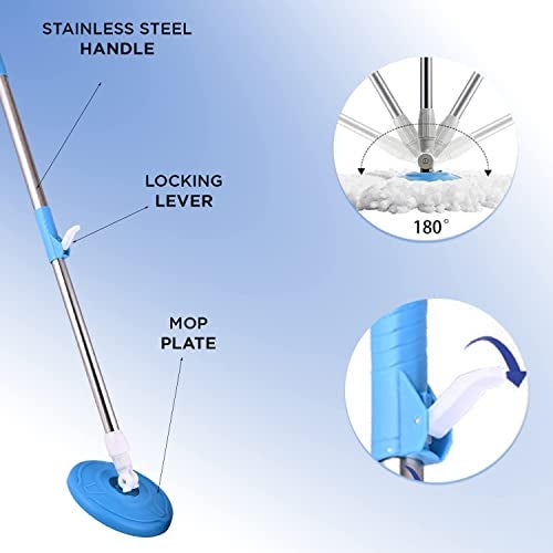 Pivalo Bucket Spin Mop with 42" Handle Stick Rod & 9" Plate Microfiber Refill Pocha Cleaner 360° Adjustable Easy Grip for Wet Floor Household Industrial Cleaning & Mopping (1Pcs, Random Color) - Image 3
