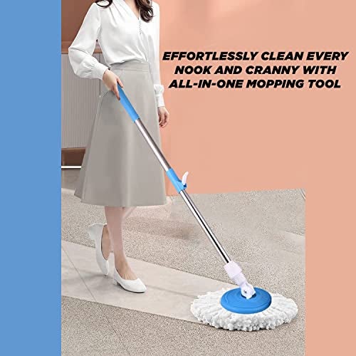 Pivalo Bucket Spin Mop with 42" Handle Stick Rod & 9" Plate Microfiber Refill Pocha Cleaner 360° Adjustable Easy Grip for Wet Floor Household Industrial Cleaning & Mopping (1Pcs, Random Color) - Image 4