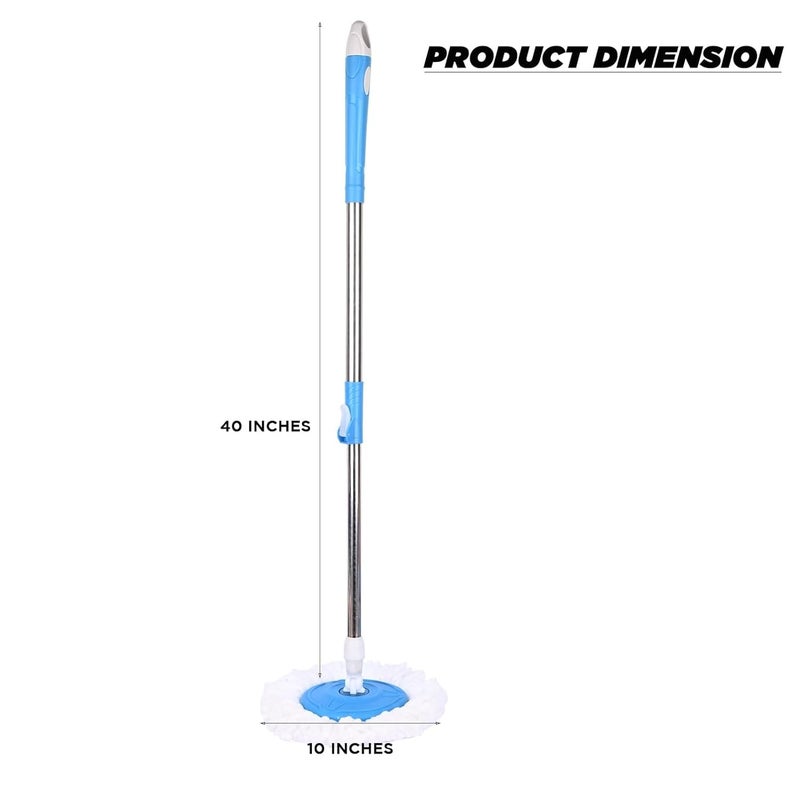 Pivalo Bucket Spin Mop with 42" Handle Stick Rod & 9" Plate Microfiber Refill Pocha Cleaner 360° Adjustable Easy Grip for Wet Floor Household Industrial Cleaning & Mopping (1Pcs, Random Color) - Image 2
