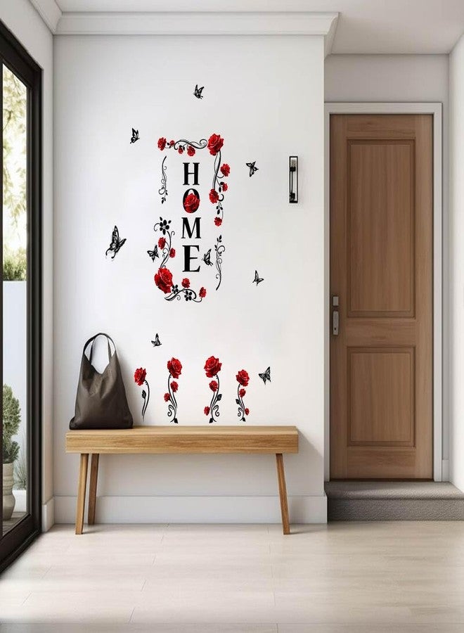 SUPERDANT Words Wall Stickers Red Rose Self Adhesive Wall Decals Art Mural Decals Home Decor Waterproof for Living Room Bedroom Bathroom Study Room - Image 4