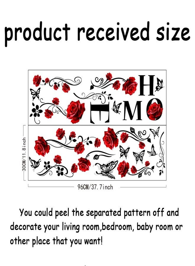 SUPERDANT Words Wall Stickers Red Rose Self Adhesive Wall Decals Art Mural Decals Home Decor Waterproof for Living Room Bedroom Bathroom Study Room - Image 2