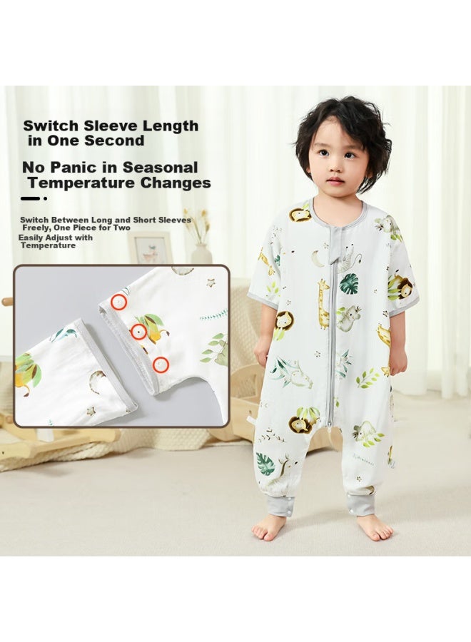 Youthful Appearance Baby Sleeping Bag Summer Bamboo Cotton Gauze Baby Pajamas Children's Split Leg Anti-kick Quilt Front 4 Back 2 Size 90
