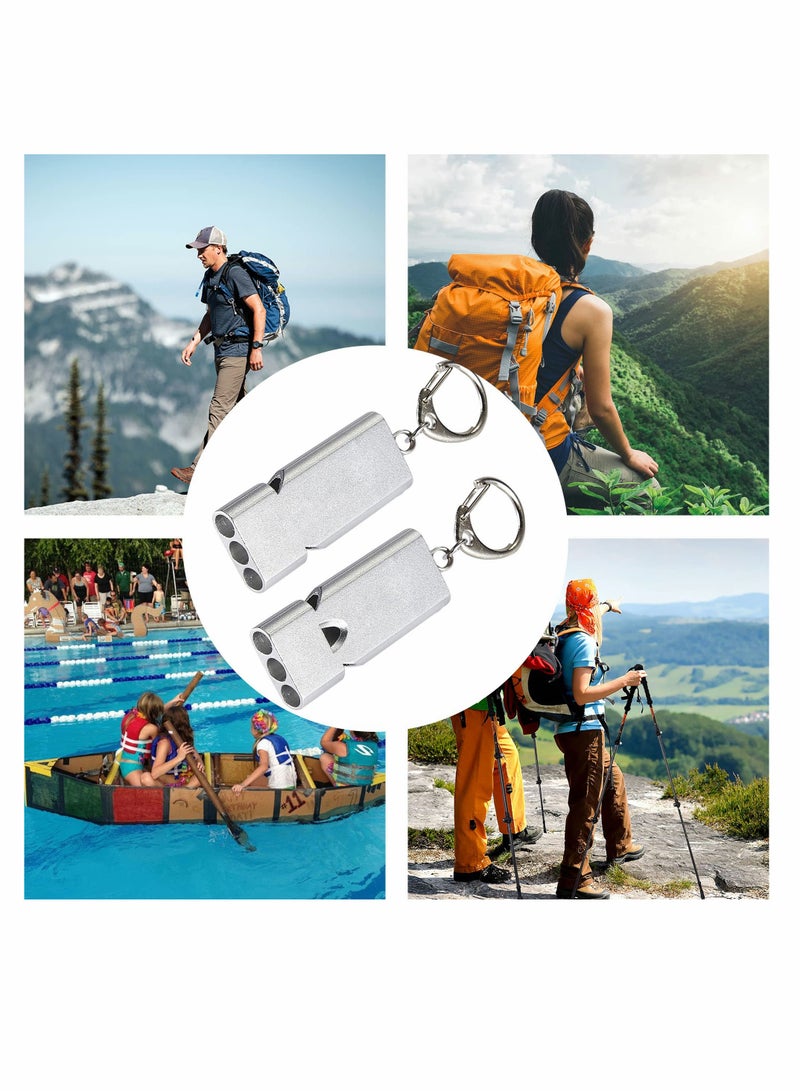 Three Tubes Survival Whistles, KASTWAVE Outdoor Safety Whistles Hiking Emergency Whistle With Lanyard and Key Ring for Hiking, Camping, Mountaining