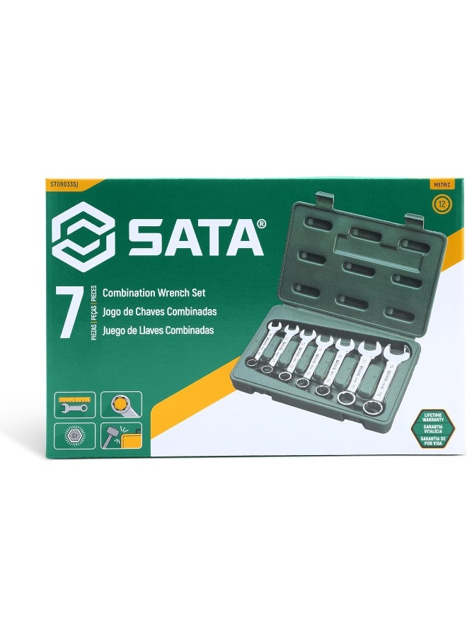 Sata, 7 Pc. Stubby Combination Wrench Set - 10, 11, 12, 13, 14, 17, 19 Mm - Image 5