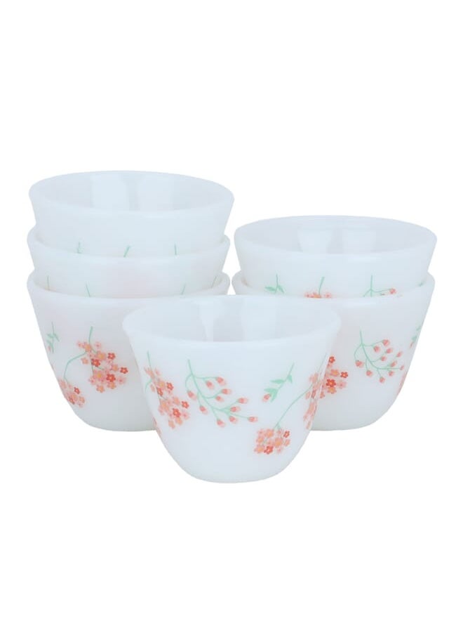 Alsaif Gallery A set of white Arcopal Arabic coffee cups with a rose pattern, 12 pieces  - Image 1