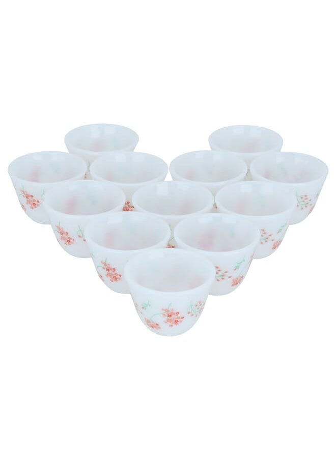 Alsaif Gallery A set of white Arcopal Arabic coffee cups with a rose pattern, 12 pieces  - Image 2