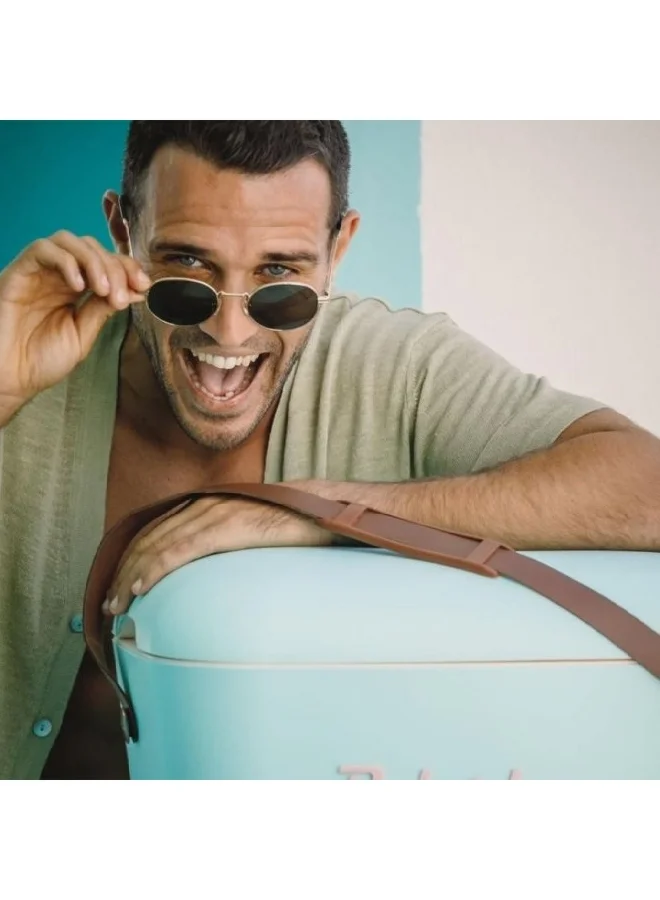 Polarbox Lightweight Durable Cooler Box with Adjustable Leather Strap Turquoise and Baby Rose 20 L 8436582992105