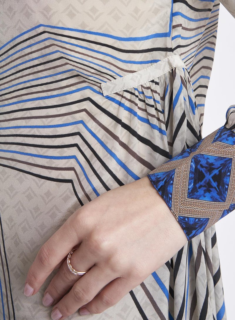 KASHKHA Printed V-Neck Jalabiya - Image 4